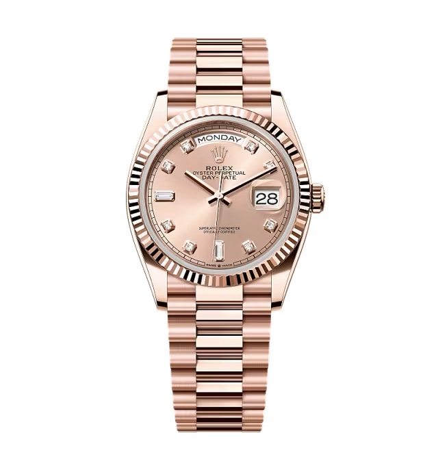 Super Clone Rolex Day-Date Rosé Diamond Dial 128235-0009 36 mm