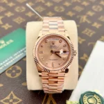 Super Clone Rolex Day-Date Rosé Diamond Dial 128235-0009 36 mm — dial close-up