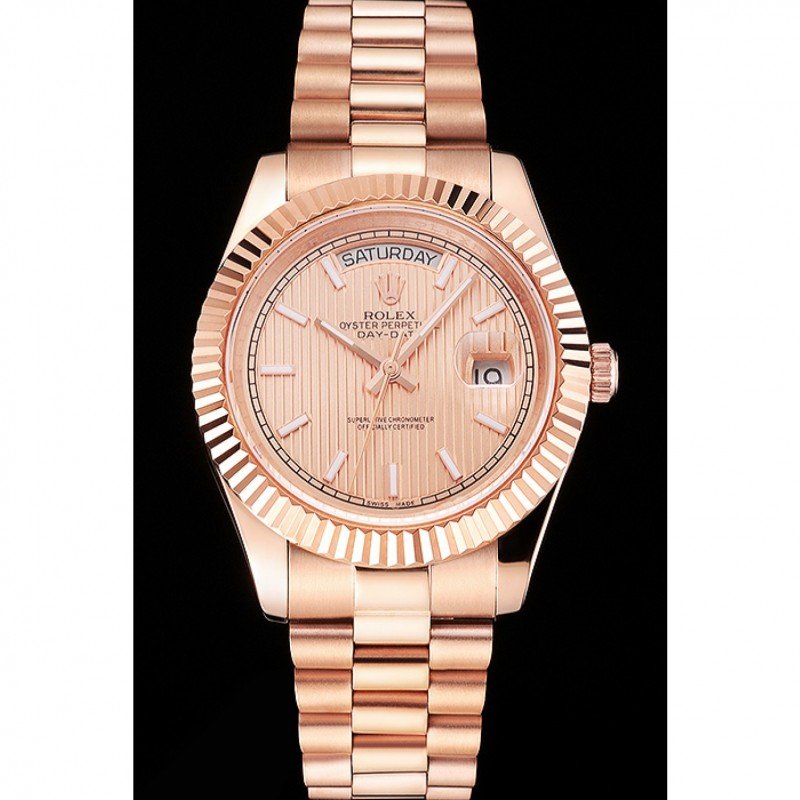 Super Clone Rolex Day-Date Rose-Gold Dial REP016823 40 mm — dial close-up