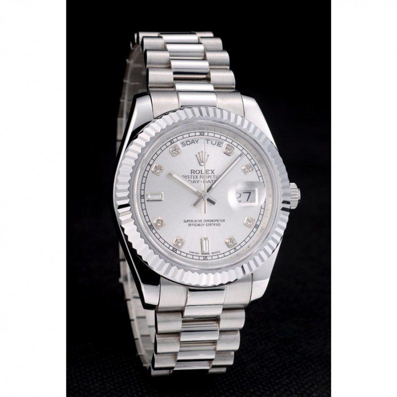 Super Clone Rolex Day-Date Silver Dial 41995 40 mm — case and bezel