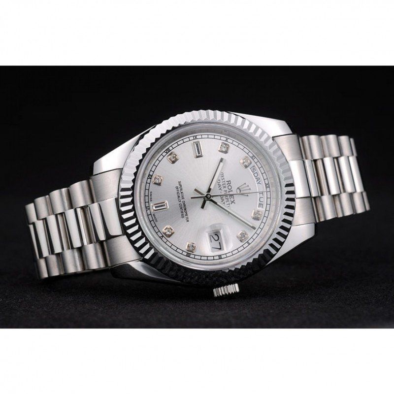 Super Clone Rolex Day-Date Silver Dial 41995 40 mm — bracelet detail