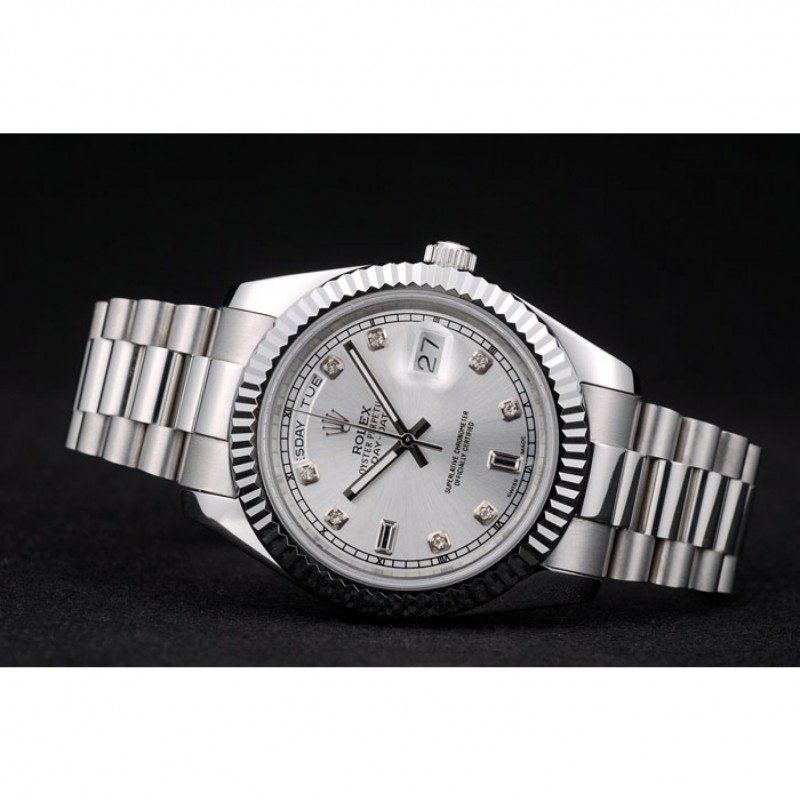 Super Clone Rolex Day-Date Silver Dial 41995 40 mm — side profile