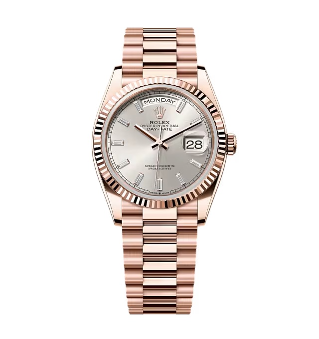 Super Clone Rolex Day-Date Silver Diamond Dial 128235-0087 36 mm