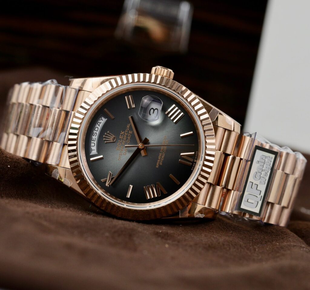 Super Clone Rolex Day-Date Slate Ombré Dial 228235-0055 40 mm — dial close-up