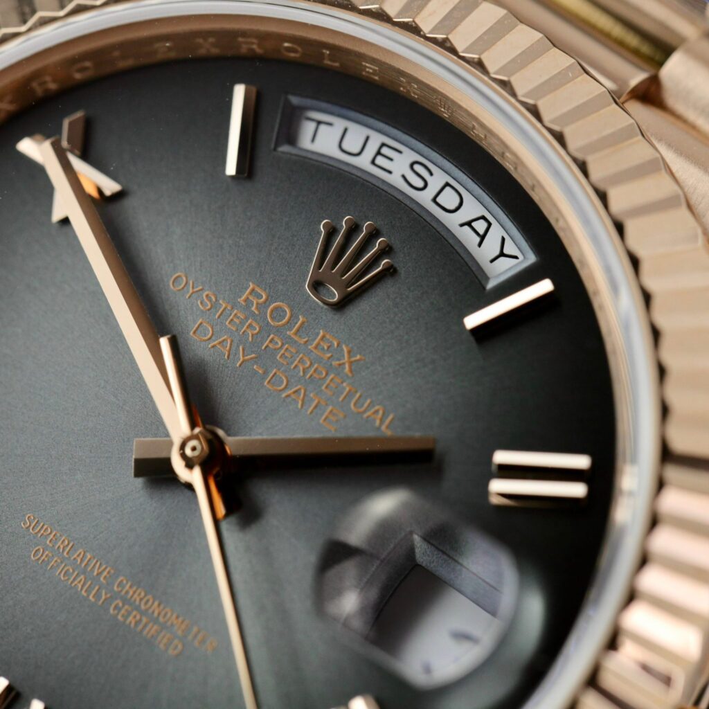 Super Clone Rolex Day-Date Slate Ombré Dial 228235-0055 40 mm — side profile