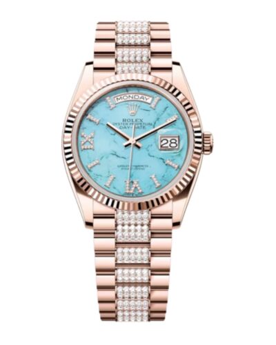 Super Clone Rolex Day-Date Turquoise Dial 128235 Diamond-set 36 mm – Swiss SuperClone