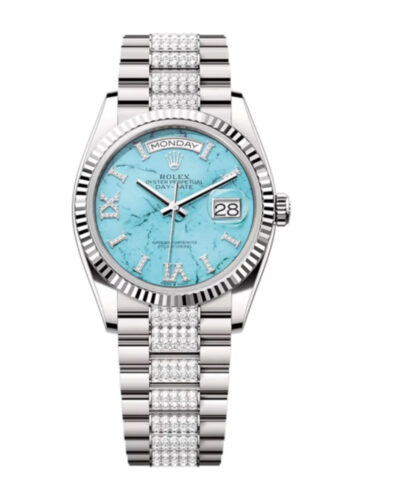 Super Clone Rolex Day-Date Turquoise Dial 128239 Diamond-set 36 mm – Swiss SuperClone