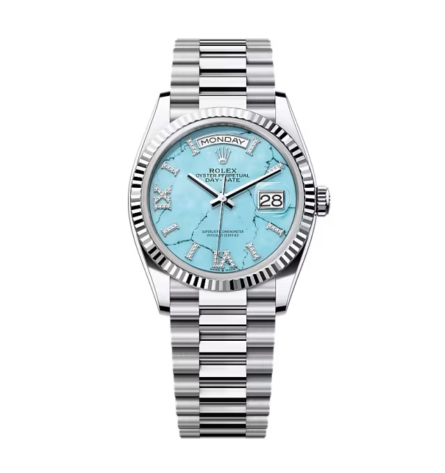 Super Clone Rolex Day-Date Turquoise Diamond Dial 128236-0011 36 mm