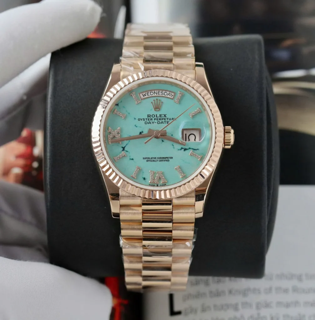 Super Clone Rolex Day-Date Turquoise Diamond Dial 128238-0071 36 mm — view 11