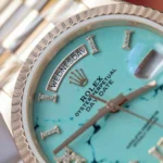 Super Clone Rolex Day-Date Turquoise Diamond Dial 128238-0071 36 mm — side profile