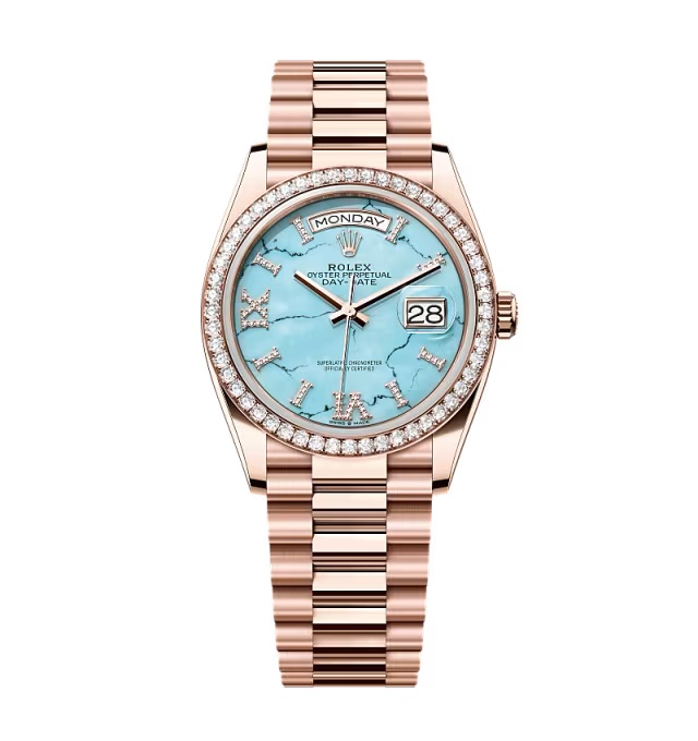 Super Clone Rolex Day-Date Turquoise Diamond Dial 128345rbr-0064 36 mm