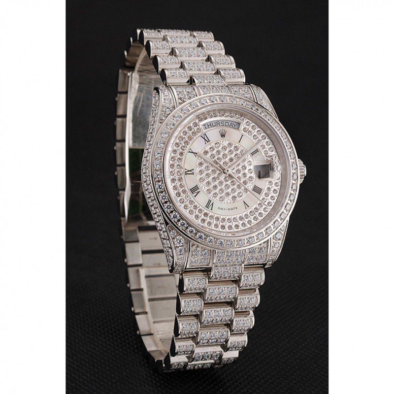 Super Clone Rolex Day-Date White Dial 1453950 37 mm — dial close-up
