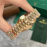 Super Clone Rolex Day-Date White Dial 128238-0113 36 mm — on leather display
