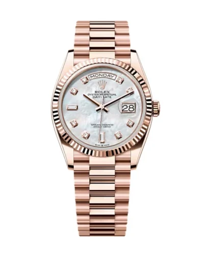 Super Clone Rolex Day-Date White Mother-of-Pearl Diamond Dial 128235-0029 36 mm