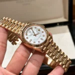 Super Clone Rolex Day-Date White Mother-of-Pearl Diamond Dial 128235-0029 36 mm — side profile