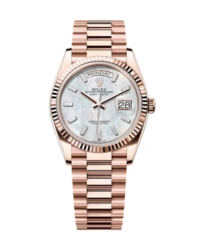 Super Clone Rolex Day-Date White Mother-of-Pearl Diamond Dial 128235-0078 36 mm