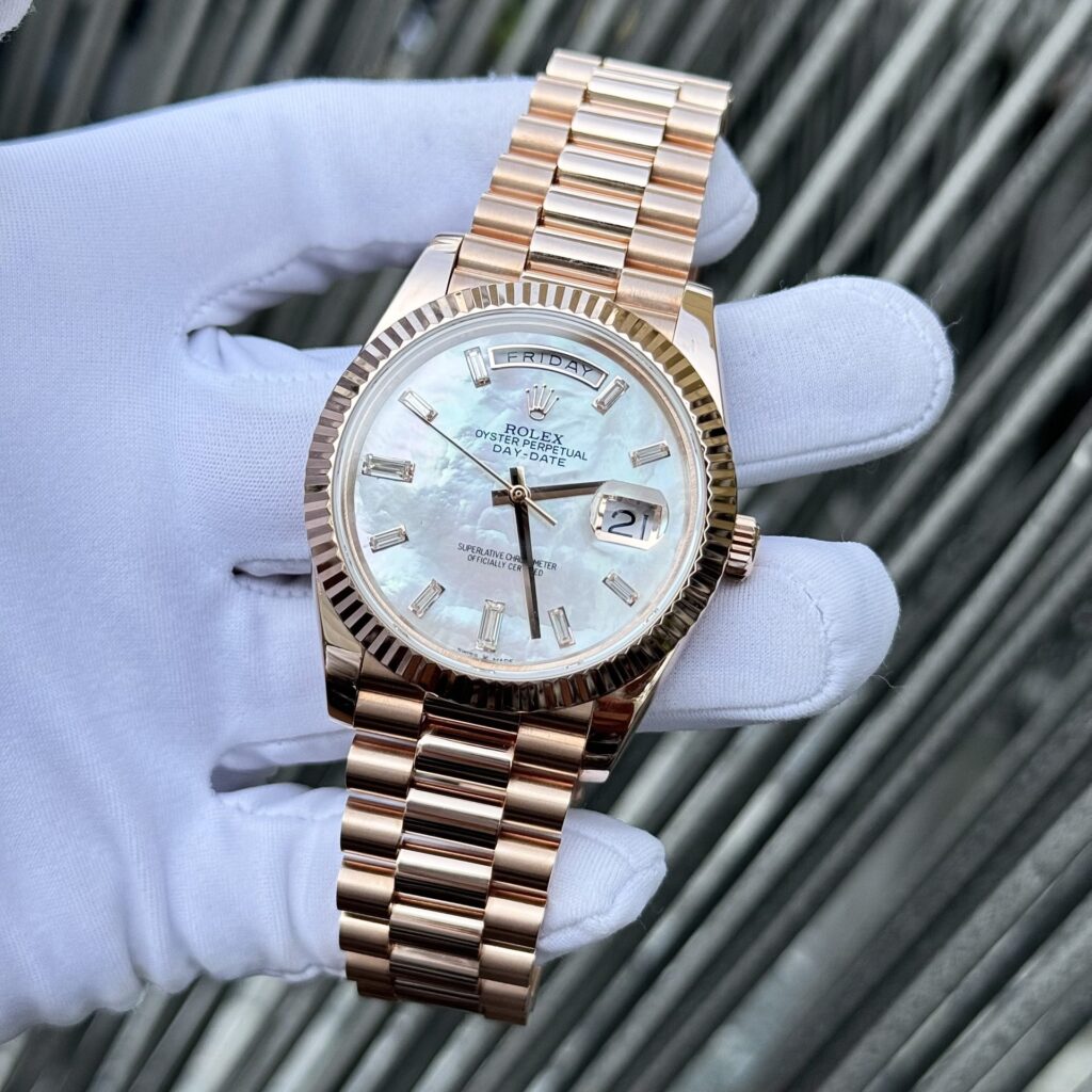 Super Clone Rolex Day-Date White Mother-of-Pearl Diamond Dial 128235-0078 36 mm — view 10