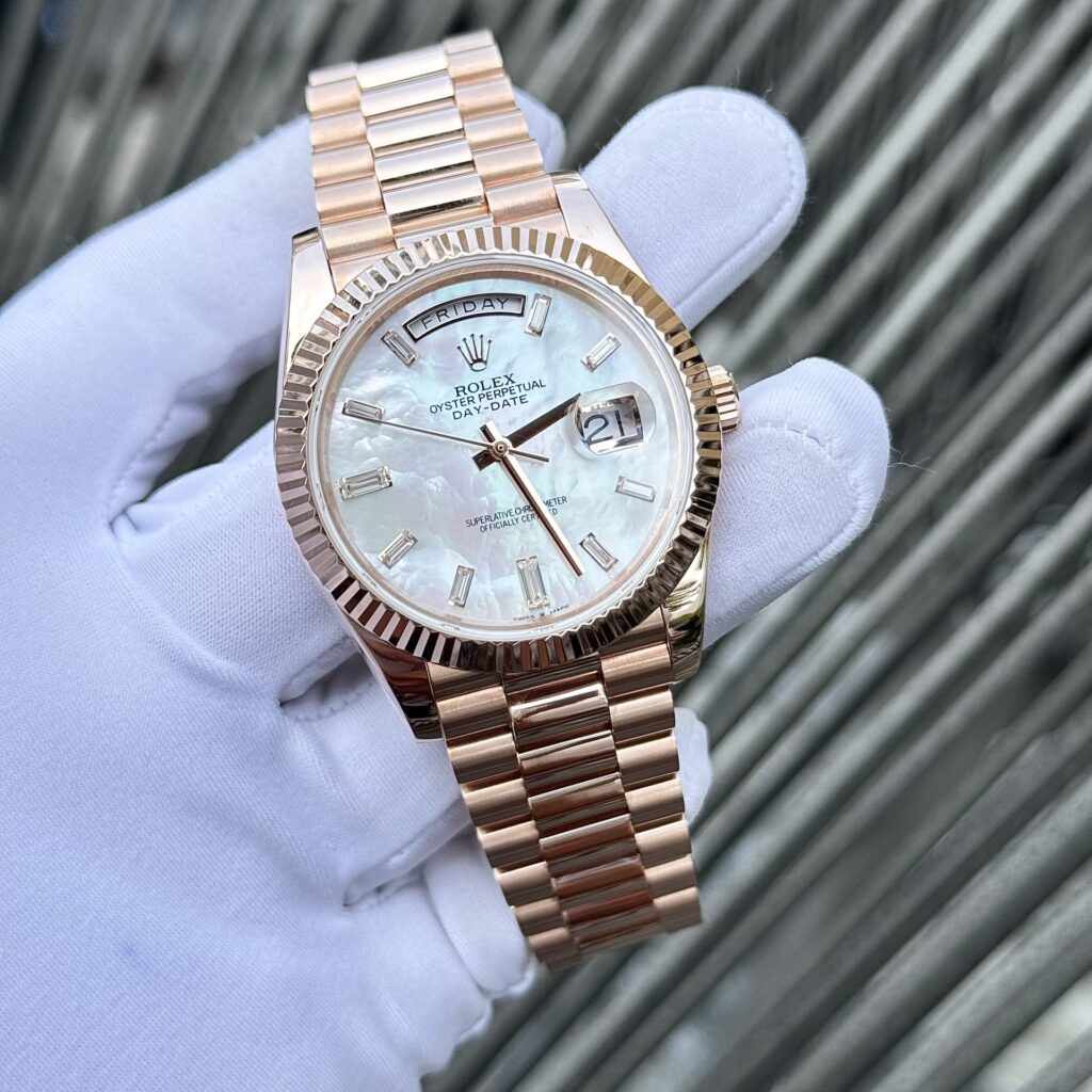 Super Clone Rolex Day-Date White Mother-of-Pearl Diamond Dial 128235-0078 36 mm — view 11