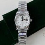 Super Clone Rolex Day-Date White Mother-of-Pearl Diamond Dial 128236-0021 36 mm — dial close-up