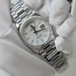 Super Clone Rolex Day-Date White Mother-of-Pearl Diamond Dial 128236-0021 36 mm — case and bezel