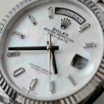 Super Clone Rolex Day-Date White Mother-of-Pearl Diamond Dial 128236-0021 36 mm — side profile