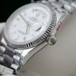 Super Clone Rolex Day-Date White Mother-of-Pearl Diamond Dial 128236-0021 36 mm — movement / caseback view