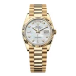 Super Clone Rolex Day-Date White Mother-of-Pearl Diamond Dial 128238-0011 36 mm