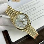 Super Clone Rolex Day-Date White Mother-of-Pearl Diamond Dial 128238-0123 36 mm — dial close-up