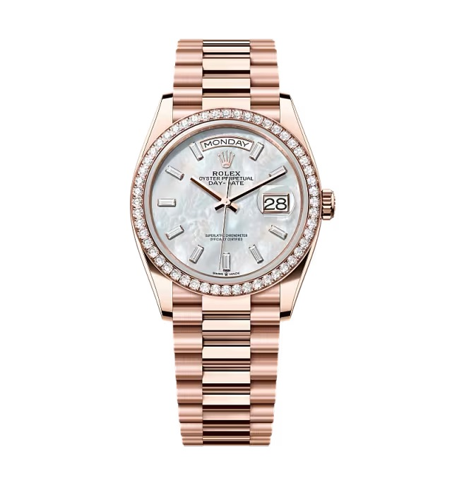 Super Clone Rolex Day-Date White Mother-of-Pearl Diamond Dial 128345rbr-0077 36 mm