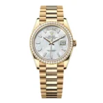 Super Clone Rolex Day-Date White Mother-of-Pearl Diamond Dial 128348rbr-0070 36 mm