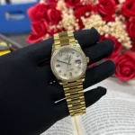 Super Clone Rolex Day-Date White Mother-of-Pearl Diamond Dial 128398tbr-0030 36 mm — case and bezel