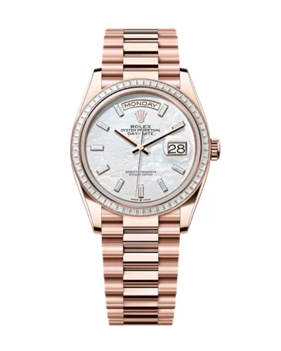 Super Clone Rolex Day-Date White Mother-of-Pearl Diamond Dial 128395tbr-0026 36 mm