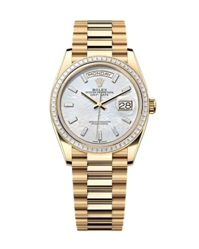 Super Clone Rolex Day-Date White Mother-of-Pearl Diamond Dial 128398tbr-0030 36 mm