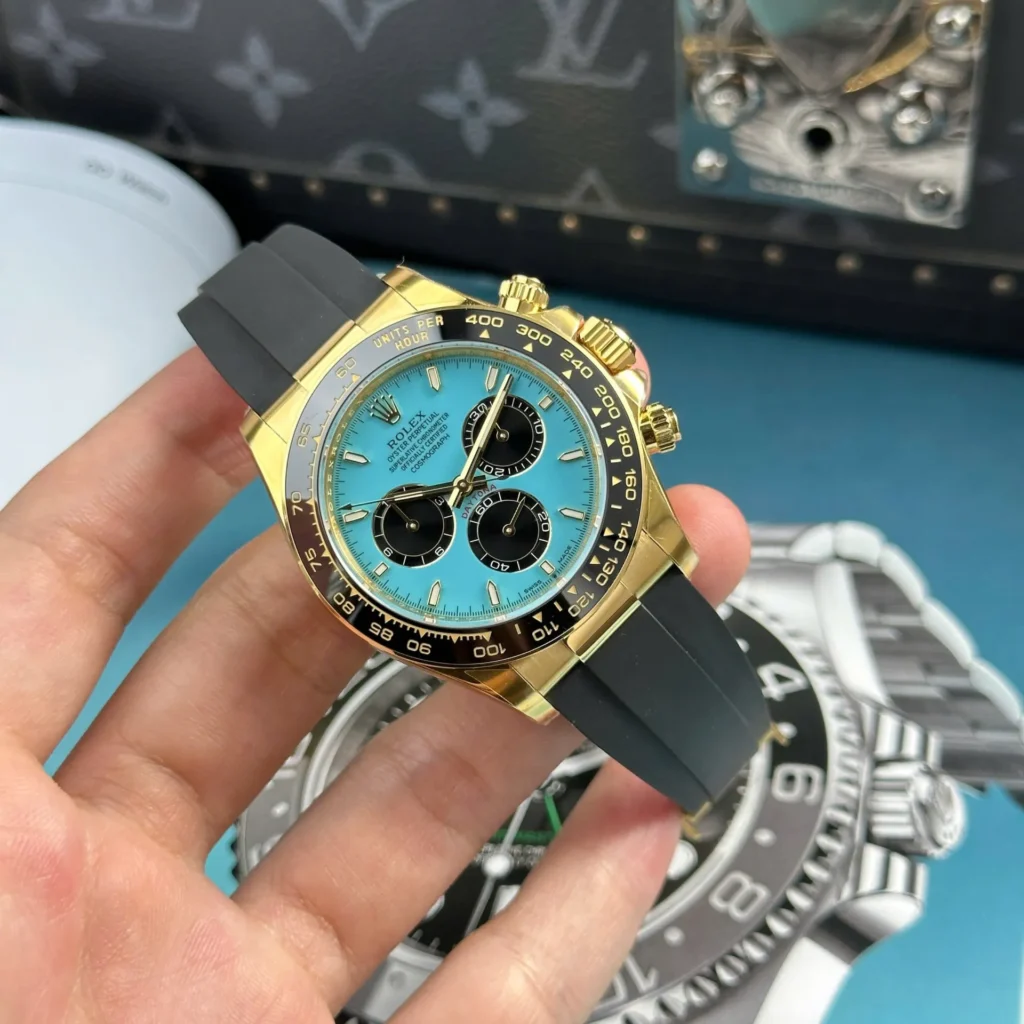 Super Clone Rolex Daytona 126518LN Turquoise Dial “Alcaraz” — case and bezel