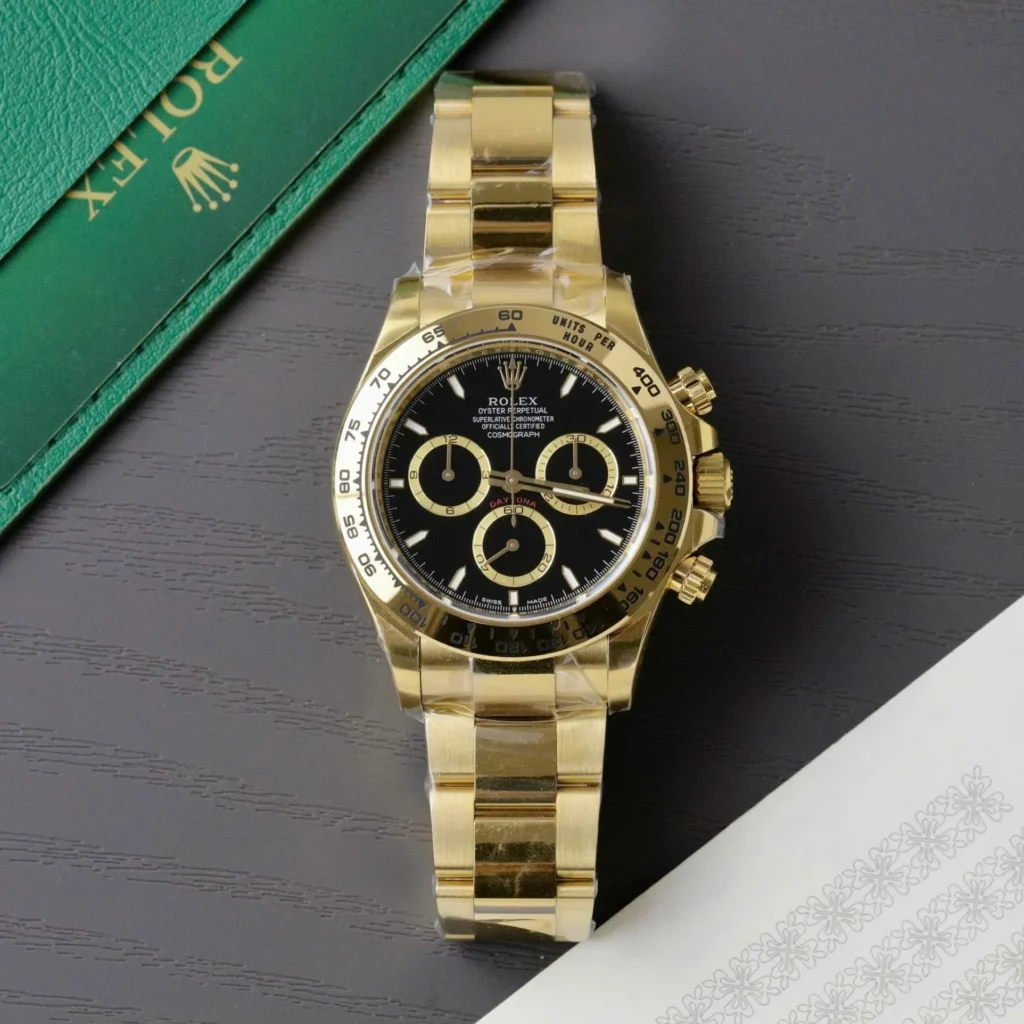 Super Clone Rolex Daytona Black Dial 116528 — dial close-up