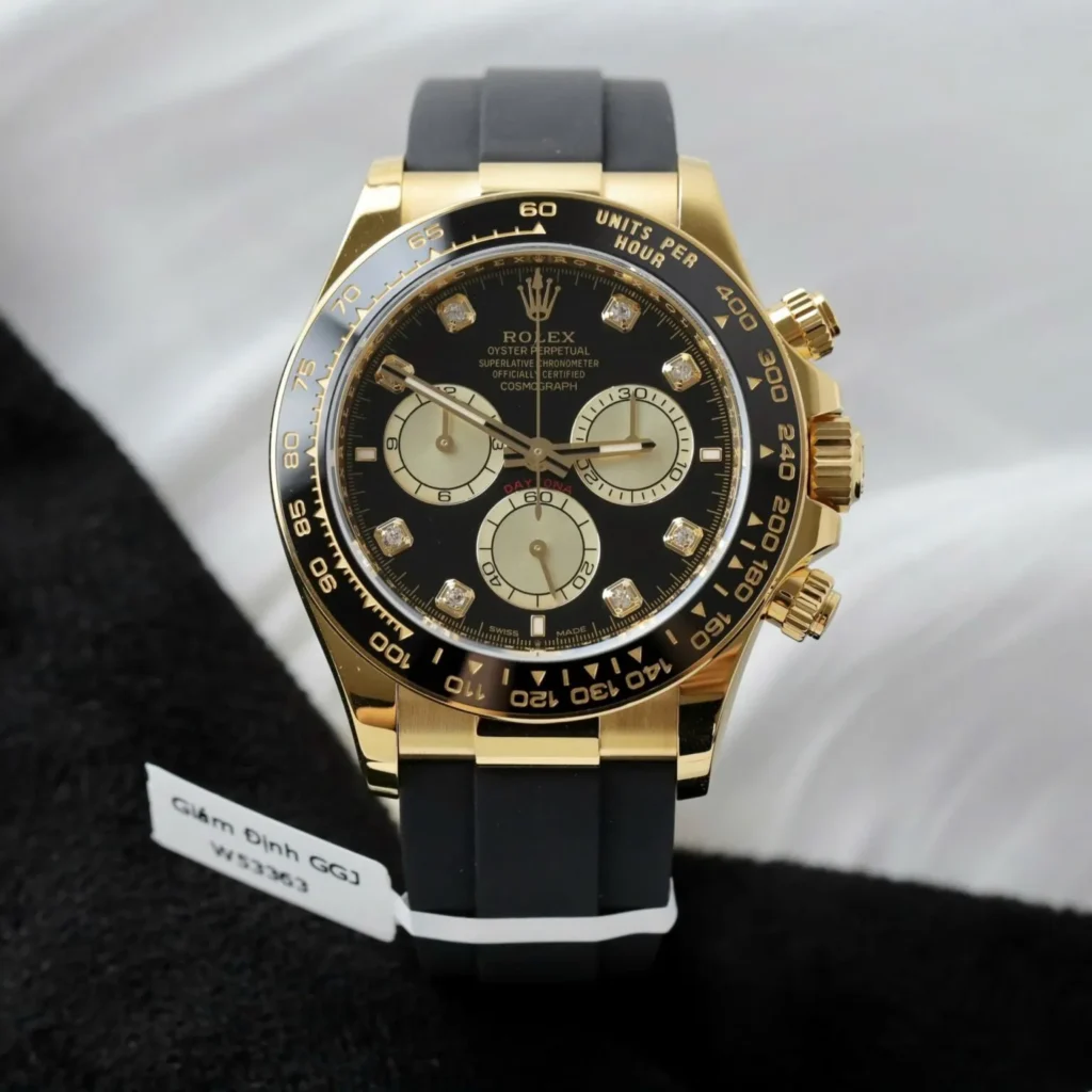 Super Clone Rolex Daytona Black Dial Yellow Gold 126518LN — dial close-up