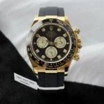 Super Clone Rolex Daytona Black Dial Yellow Gold 126518LN — dial close-up
