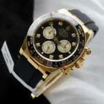 Super Clone Rolex Daytona Black Dial Yellow Gold 126518LN — case and bezel