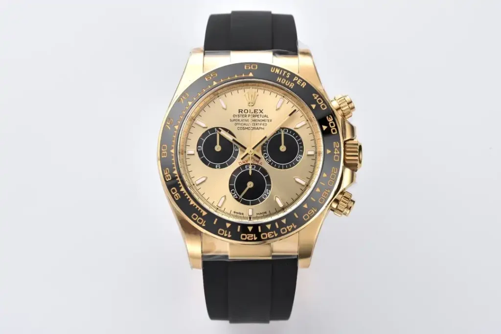 Super Clone Rolex Daytona Golden Dial 126518LN “Pikachu” — dial close-up
