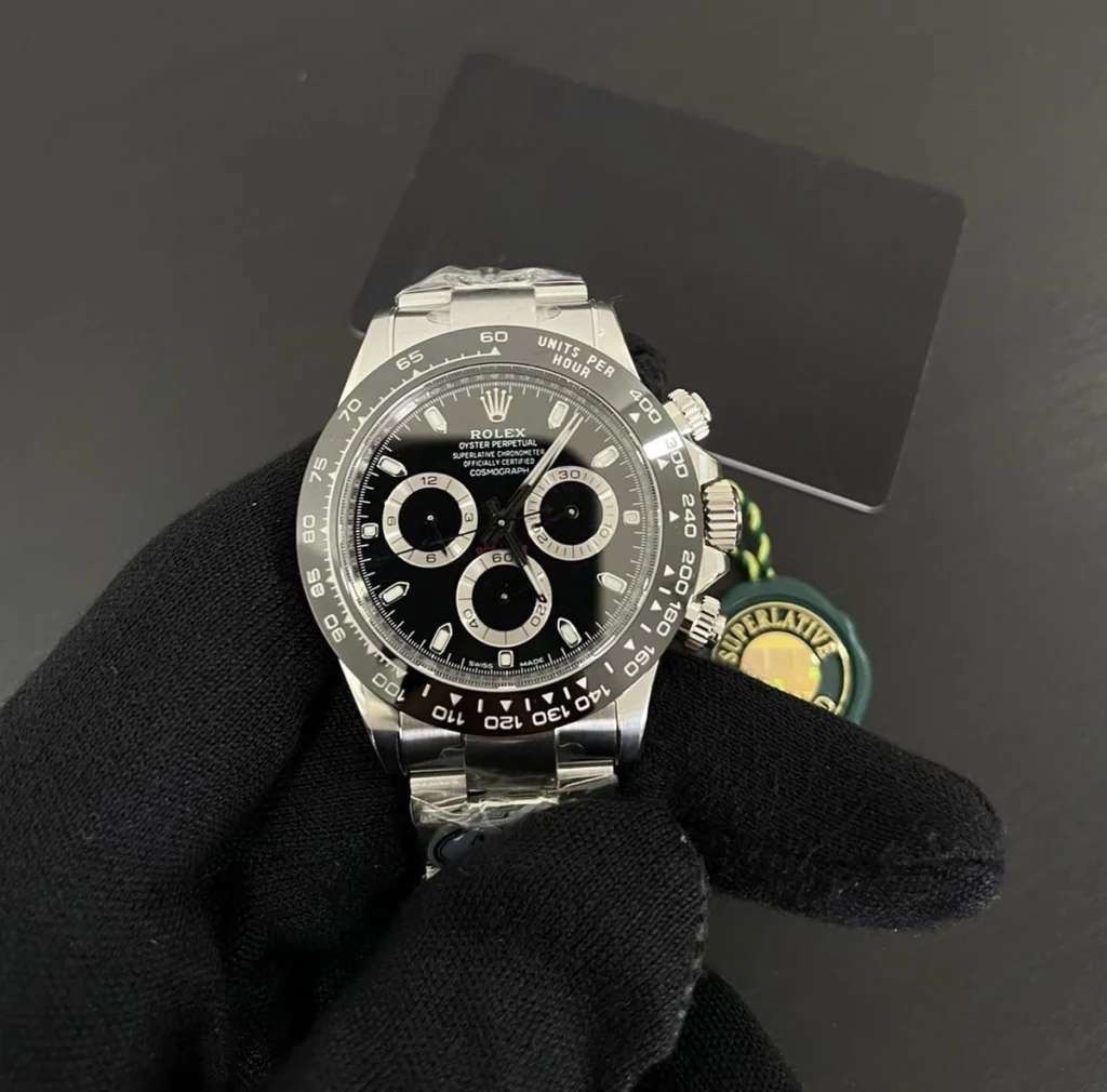 Super Clone Rolex Daytona “Reverse Panda” Black Dial 116500LN — dial close-up