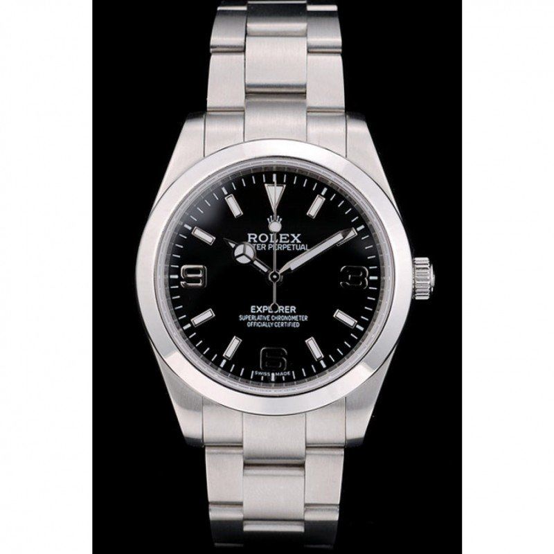 Super Clone Rolex Explorer Black Dial 42002 — dial close-up