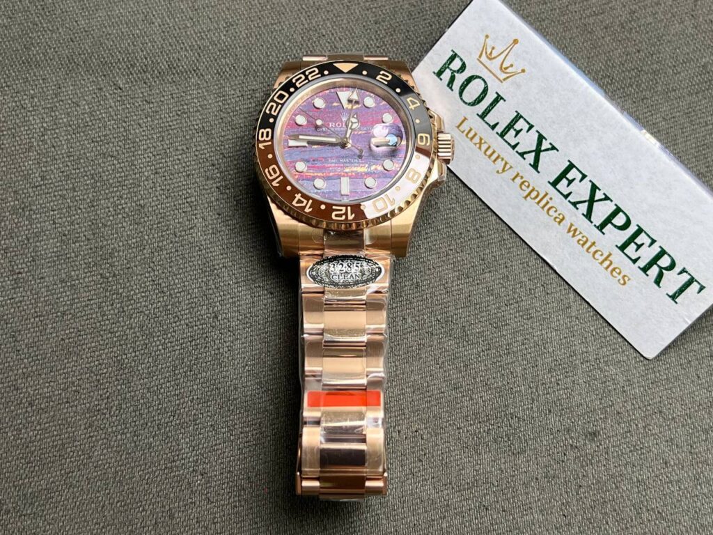 Super Clone Rolex GMT-Master II 126715CHNR Tiger Iron Dial — dial close-up