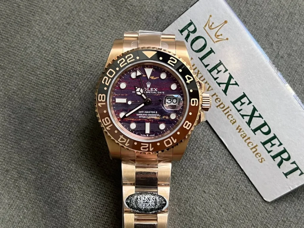 Super Clone Rolex GMT-Master II 126715CHNR Tiger Iron Dial — movement / caseback view
