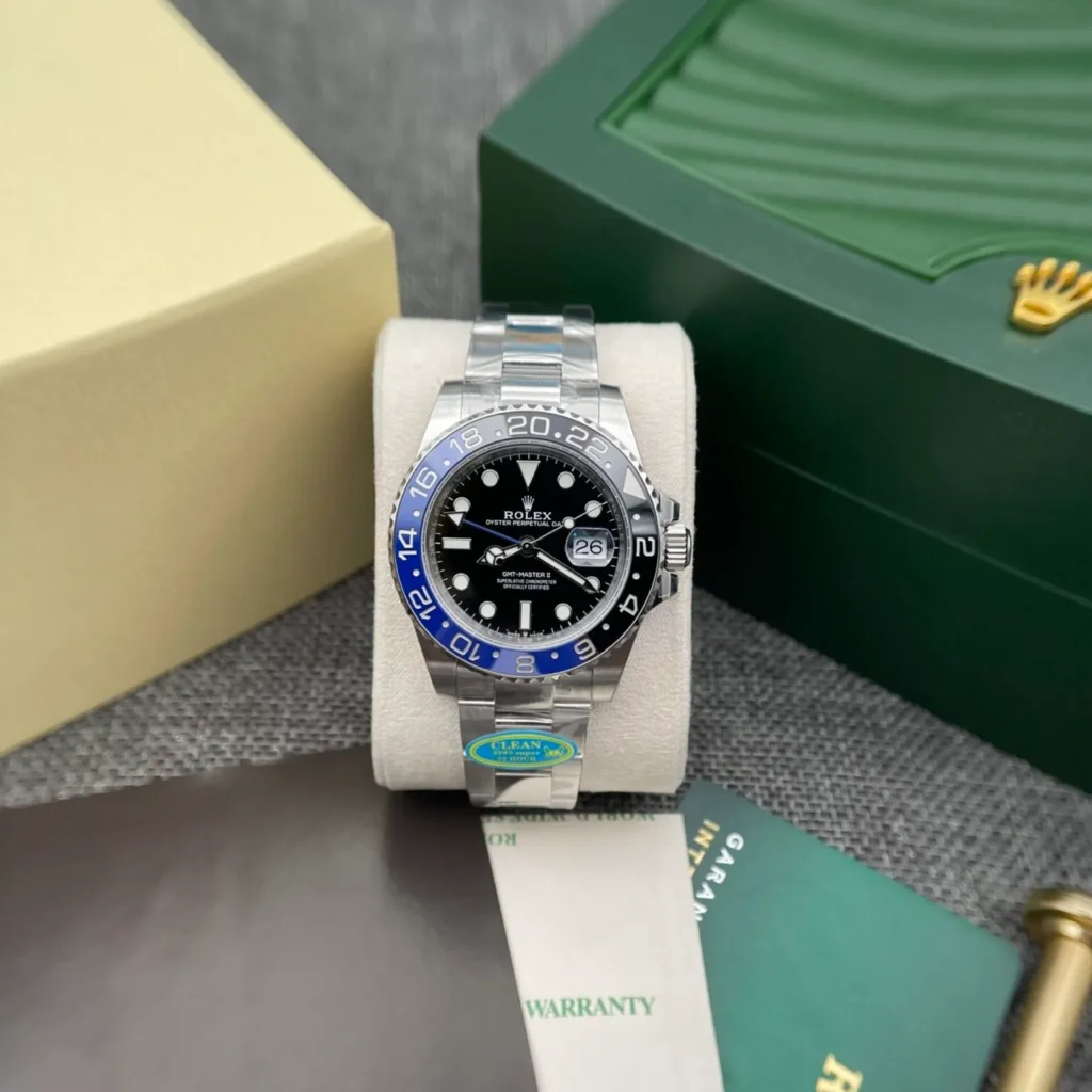 Super Clone Rolex GMT-Master II Black Dial 116710BLNR “Batman” — dial close-up