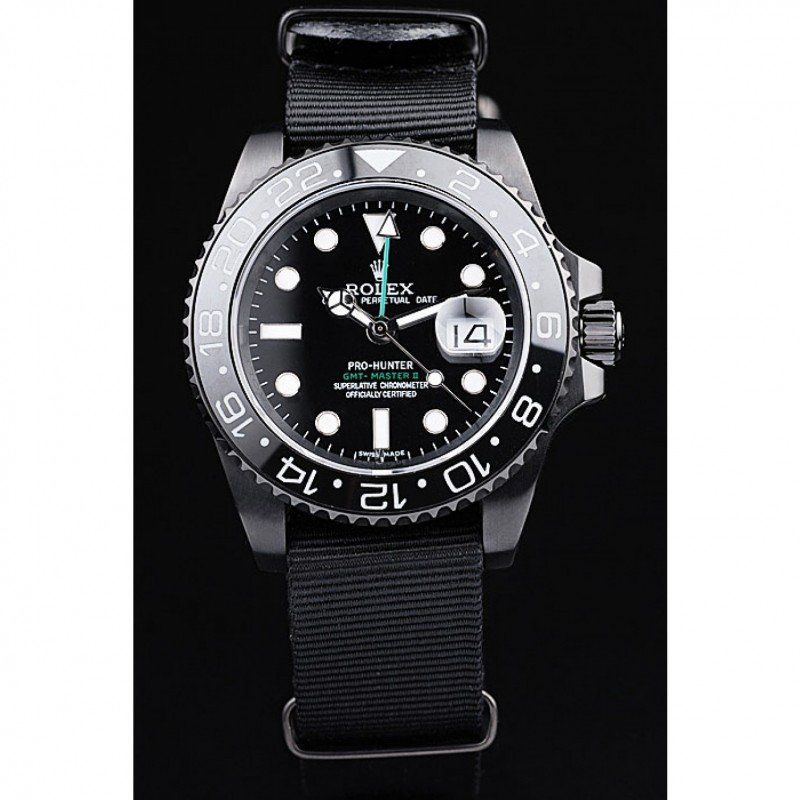 Super Clone Rolex GMT-Master II Black Dial REP016827 — dial close-up