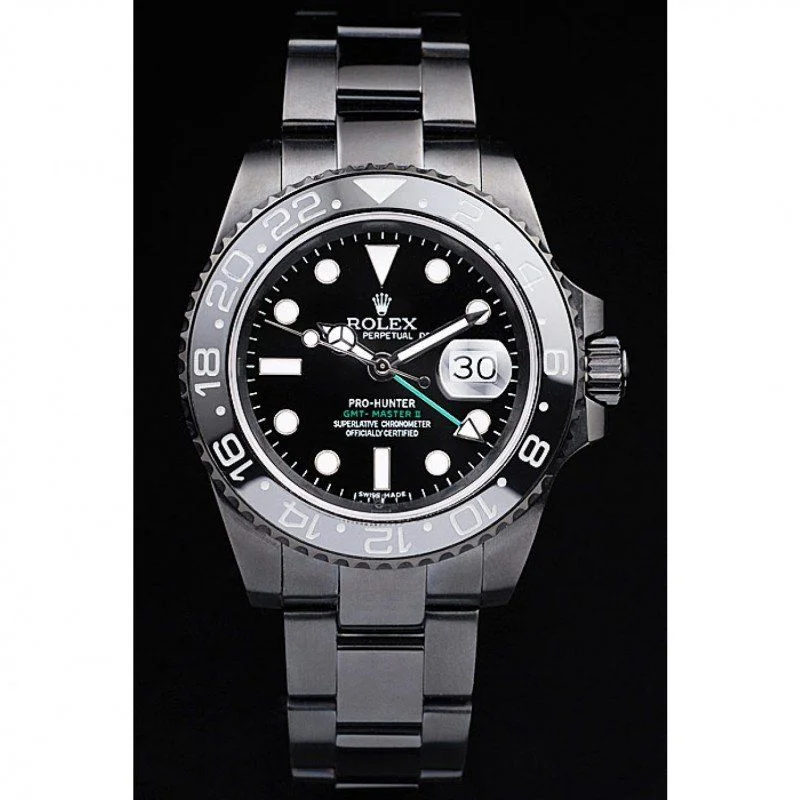 Super Clone Rolex GMT-Master II Black Dial REP016828 — dial close-up