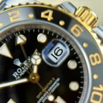 Super Clone Rolex GMT-Master II Black Dial “Zombie” 126713GRNR — on leather display