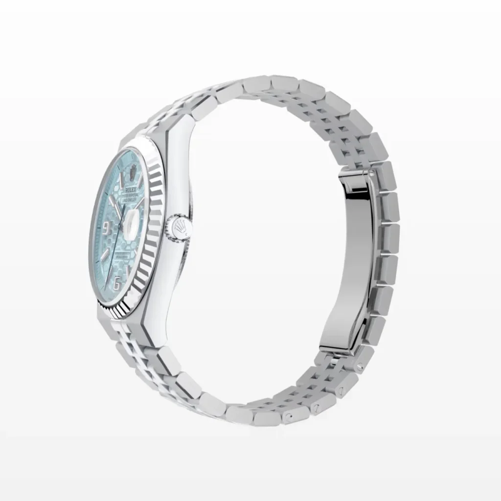 Super Clone Rolex Land-Dweller 36 mm Ice Blue Dial (2025) — case and bezel