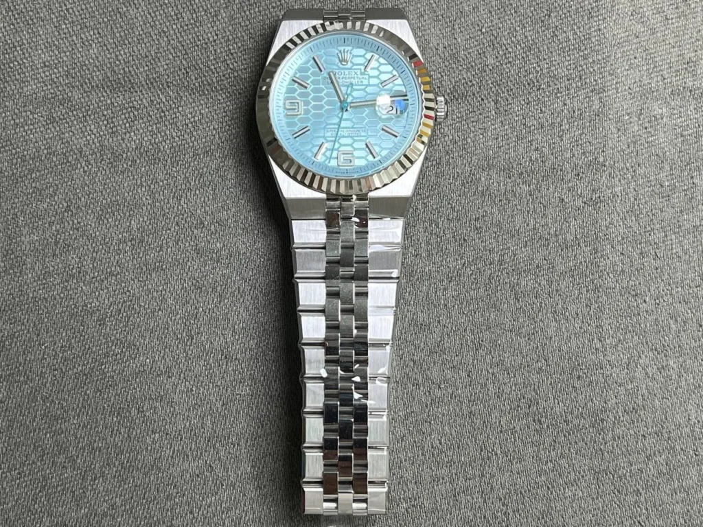 Super Clone Rolex Land-Dweller 40 mm Ice Blue Dial (2025) — dial close-up
