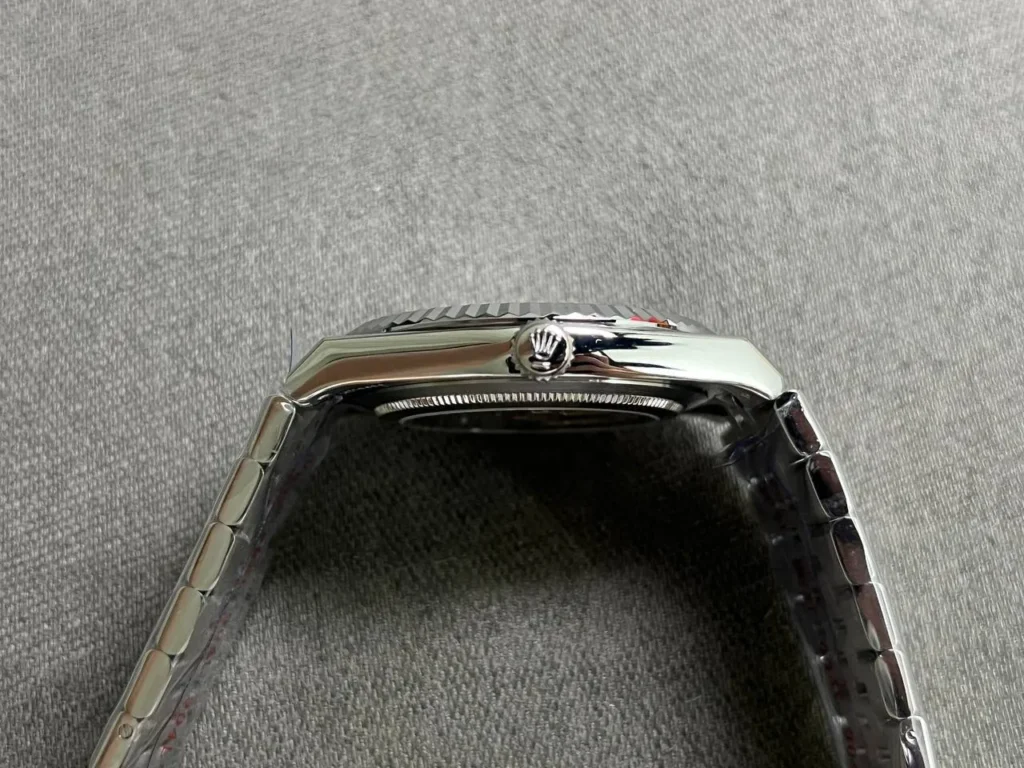 Super Clone Rolex Land-Dweller 40 mm Stainless Steel (2025) — on leather display